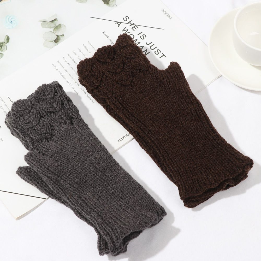 Mitaines élastiques douces sans doigts d'hiver, gants tricotés, chauffe-bras chauds épais