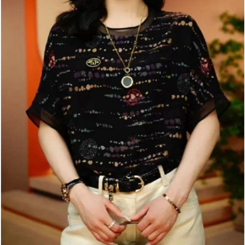 

Spring Summer New Fashion Elegant Round Neck Pullover Versatile Women s Clothing Casual Female Clothes Printed Loose T-Shirts 3XL