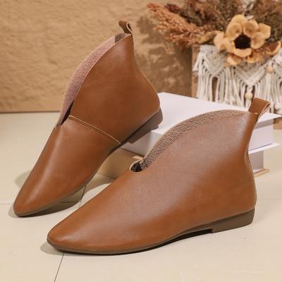 Fashion Winter Pointed Toe Women's Short Boots 2025 New Leather Sport Shoes Fashion Cozy Chelsea Ankle Boots Designer Chaussures Femme