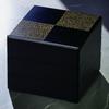 J-kitchens Lacquerware 3-Tiered Jubako Box, 7.0 inches, Matte Black with Gold Checkered Pattern, 21.0cm, Resin, Made in Japan