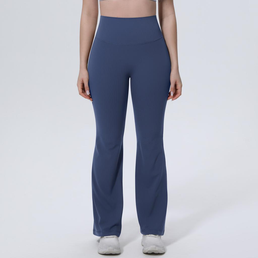 New solid color breathable high waist hip lift tight wide leg pants sports running fitness flared pants yoga clothes women