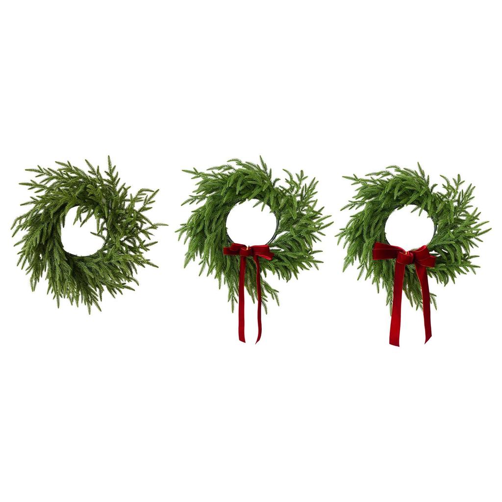 19inch Artificial Pine Christmas Wreath Versatile Front Door Wreath Realistic for Store Gate Decor Accessory Lightweight Sturdy