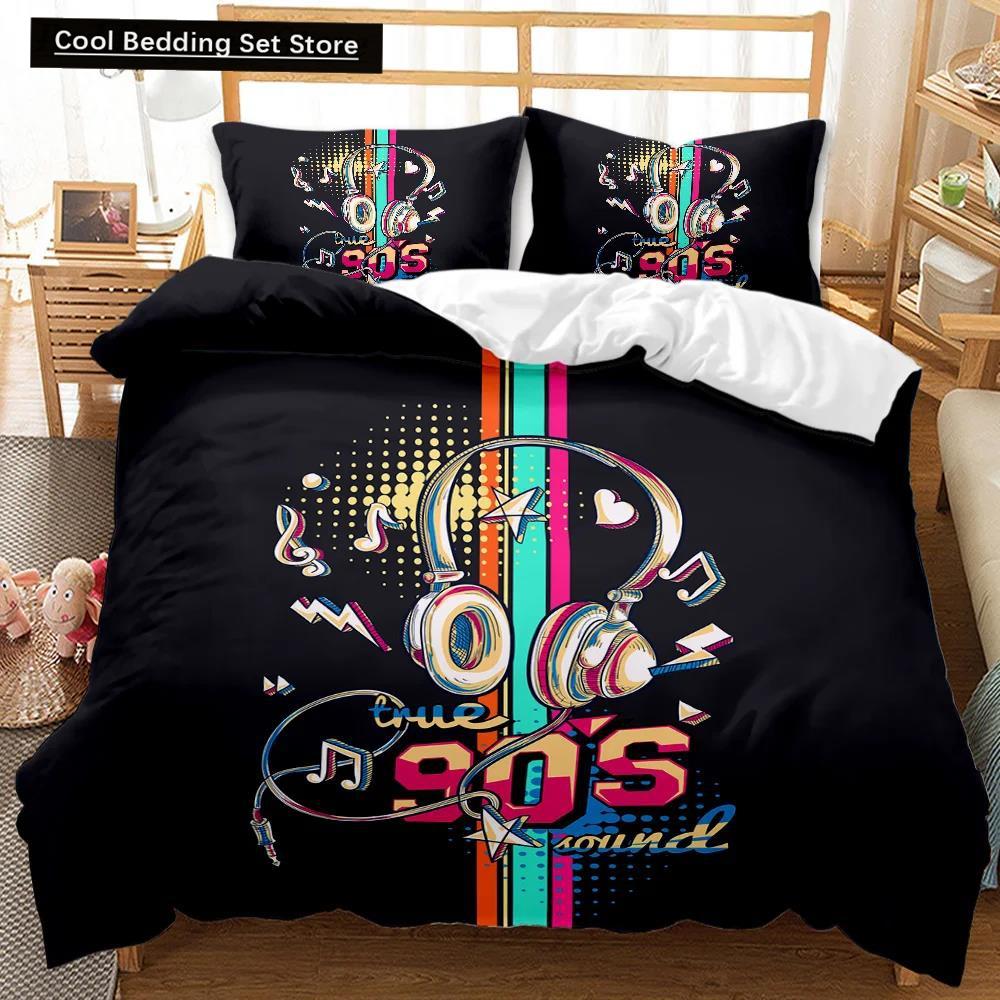 Music Duvet Cover Set Cool Colorful Headset Bedding Set Kids Boys Girls Bedding Set Music Queen King Size Polyester Qulit Cover