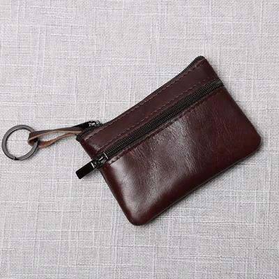 Kožená mini peněženka na mince Ručně vyrobené pouzdro na klíče Unisex Zip Malá peněženka Krátká kabelka