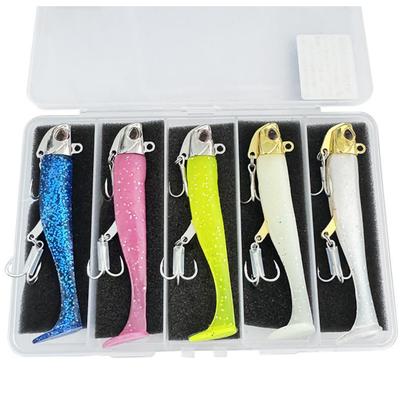 Jig Head Worm Lure Glow Glitter Fish Fishing Storage Case 24g Set 5