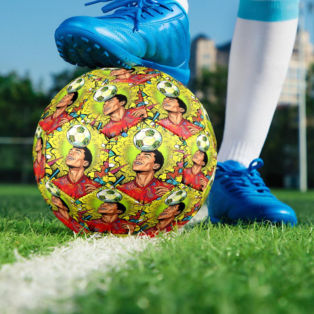 1pc Soccer Player Action Soccer Balls Size 5 Machine-Stitched Ball, Sports League Outdoor Match Football Training Ball Futbol Voetbal. Q461029 Size 5