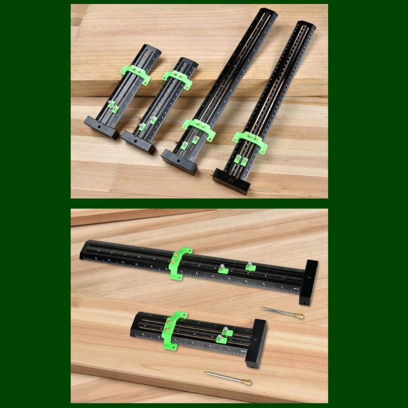 Metric/Inch Aluminum Limit Ruler Double Line Marking Ruler Multifunction Scribing Marking Ruler Measurement Tool
