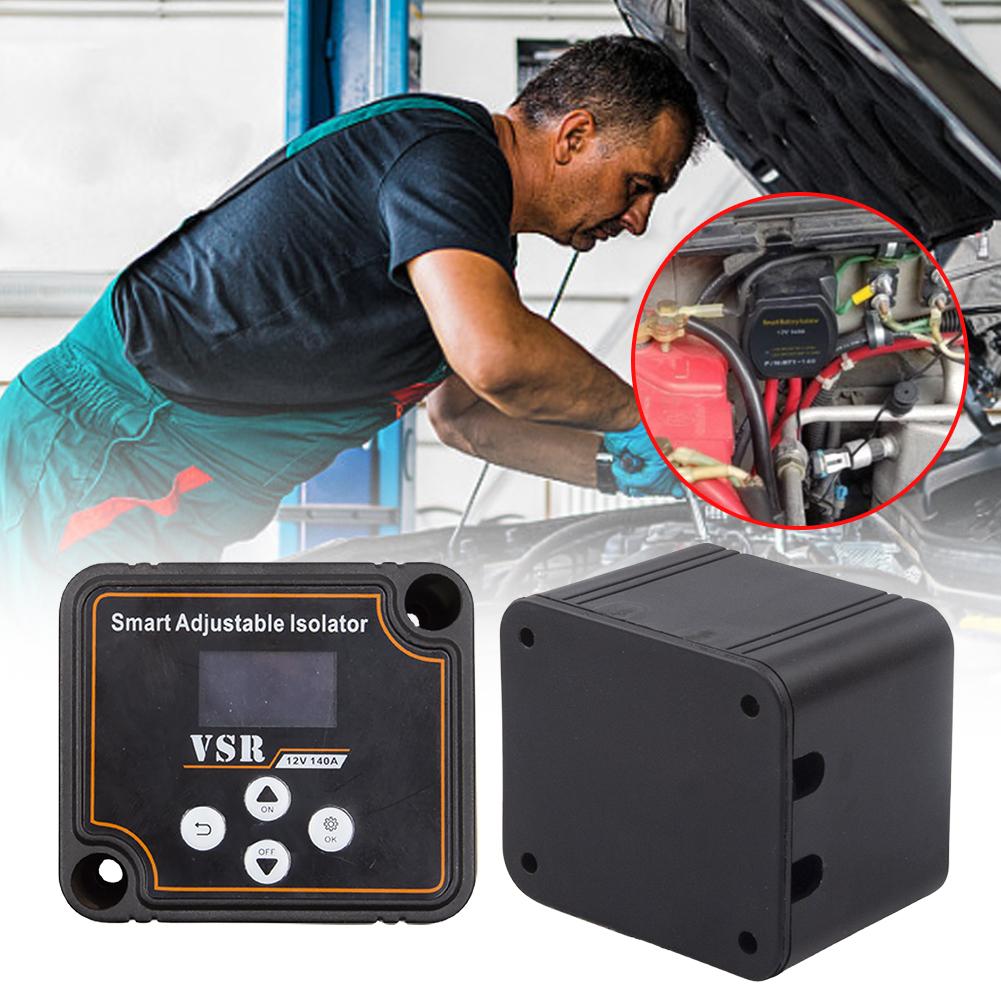 12V 140A Dual Battery Smart Isolator LCD Display VSR Car Relay Digital Voltage Sensitive Setting Split Charge Relay for Camper