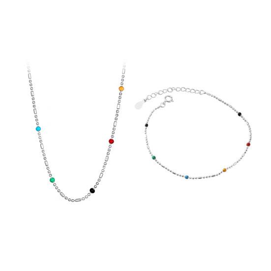 Women Necklace Multicolor Beads Adjustable Length Choker Necklace Versatile Layered Look Bracelet Weddings Parties Jewelry Accessories