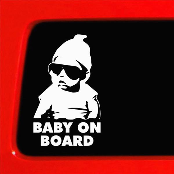 14x9cm BABY ON BOARD Cool Rear Reflective Sunglasses for Children Car Stickers Warning Decals