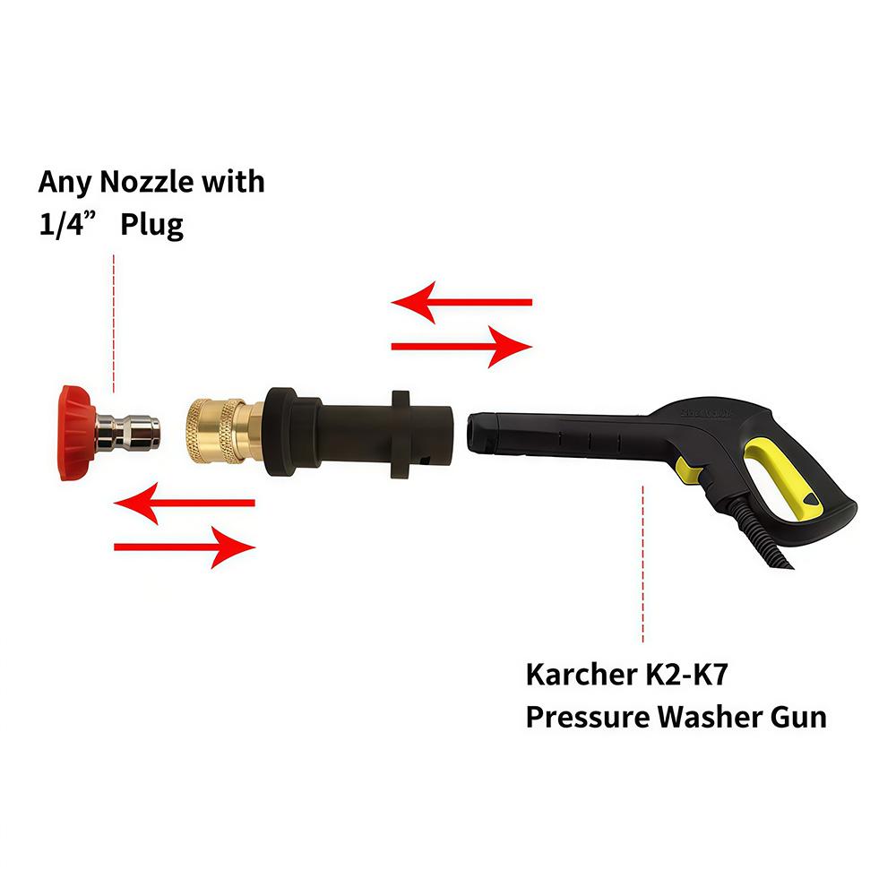 High Pressure Water Gun Foam Cannon Adapter Kit for Karcher K2 K3 K4 K5 K6 K7, Quick Connect with Color Nozzle Attachments
