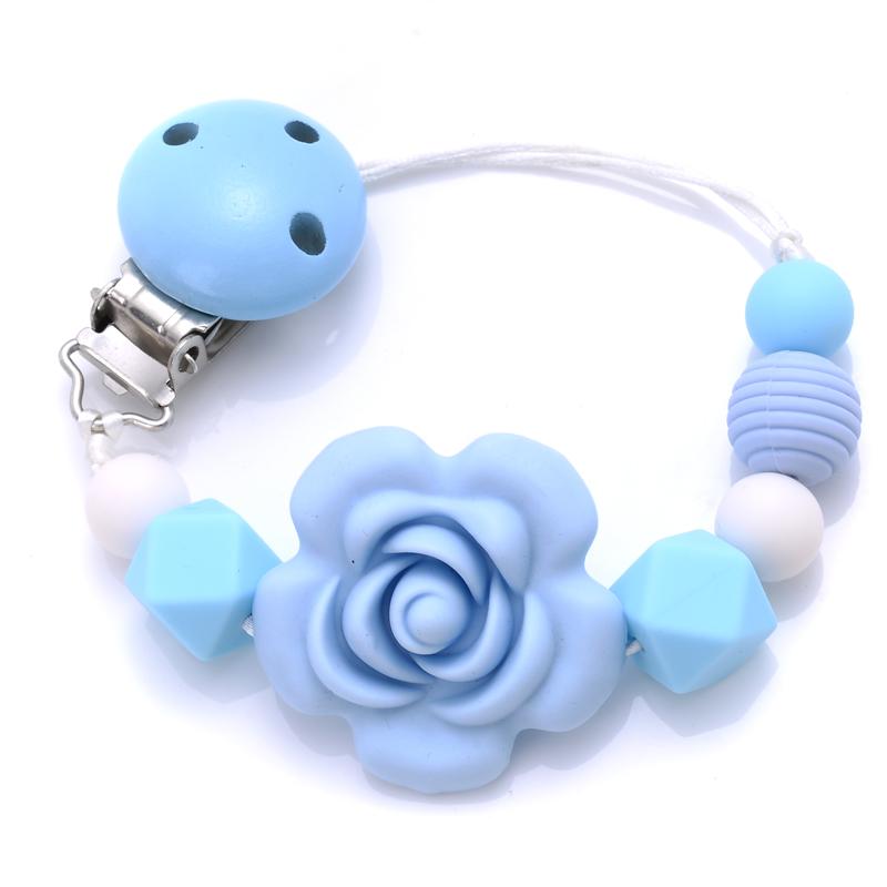 Baby Teether Pacifier Chain Silicone Wood Beads Pacifier Clips Infant Nipple Appease Soother Chain Clip Dummy Holder Nipple Clip