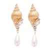 Metallic Imitation Conch Drop Earrings Exaggerated High-end Earrings for Women