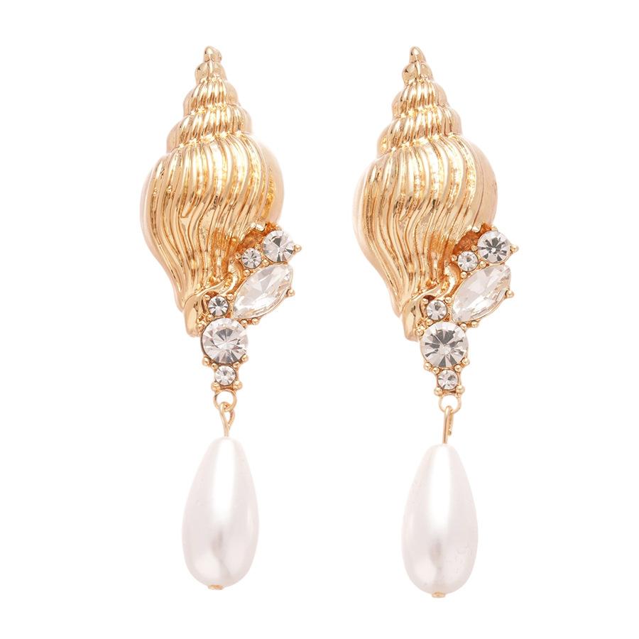 Metallic Imitation Conch Drop Earrings Exaggerated High-end Earrings for Women