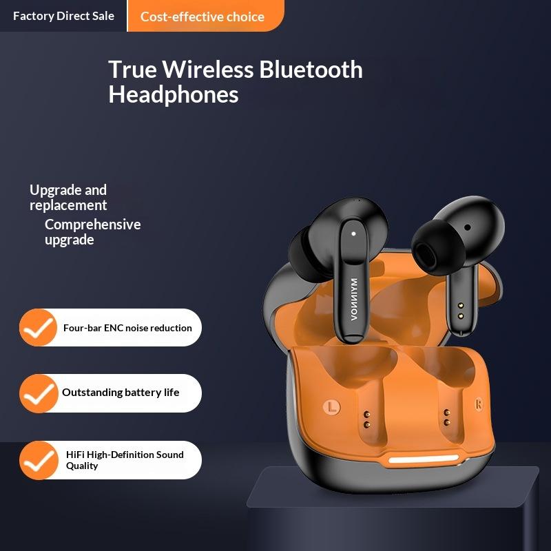 

Cross-border hot M81True Wireless Bluetooth Earbuds Dual Ear Sports Earbuds Four Marks ENC Call Noise Reduction Factory Direct Sale Black Orange-Four Marks E