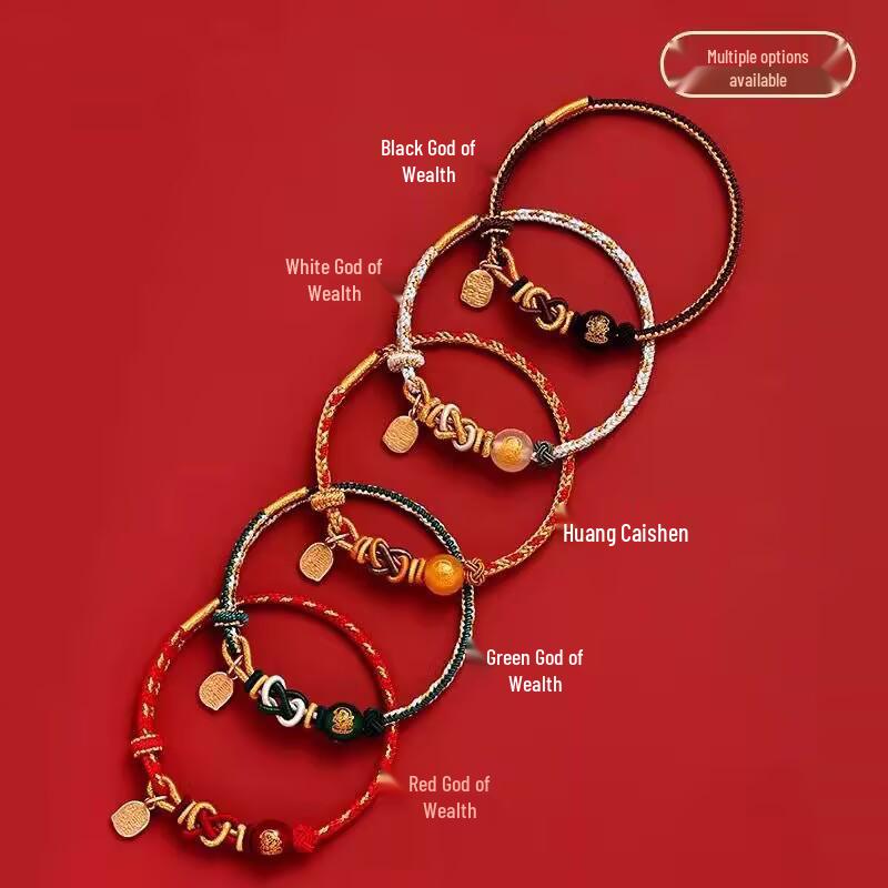 2025 Year of the Snake Red String Zodiac Bracelet with Five Paths God of Wealth Charm