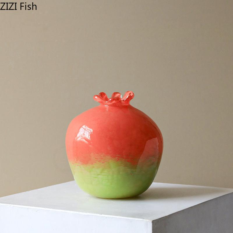 Gradient Color Pomegranate Glass Vase Plant Pots Table Decoration Flowers Arrangement Pomegranate Vase Room Aesthetic Decor