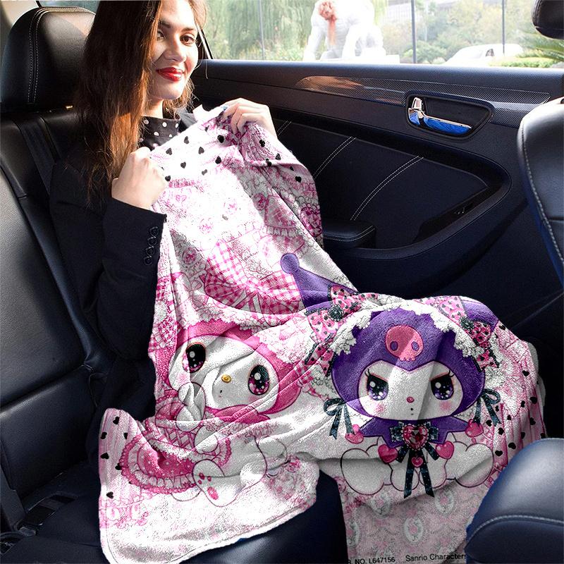 1 шт. Плед с персонажами Sanrio Куроми и друзьями, Мягкий плед для домашнего декора, Идея подарка для семьи и друзей, Сезонное использование, Уютное постельное белье, Идеальный