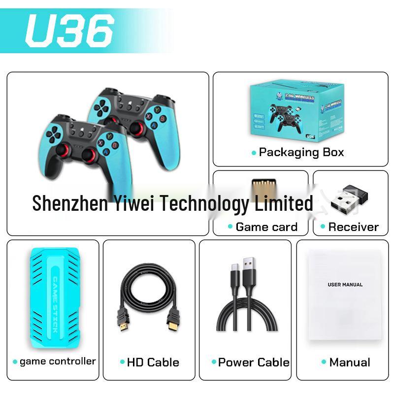 

U36 Retro HD Blue Game Console with Dual Controllers for TV