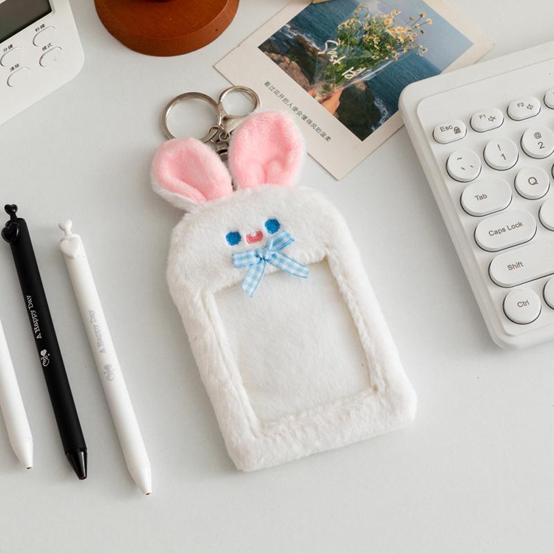Cartoon Animal Characters Plush Album Card Holder Bus Card Bank ID Card Protective Display Sleeves Backpack Pendant Gifts