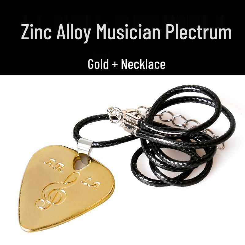Electric Guitar Metal Pick Pendant - Zinc Alloy Steel Sheet Necklace