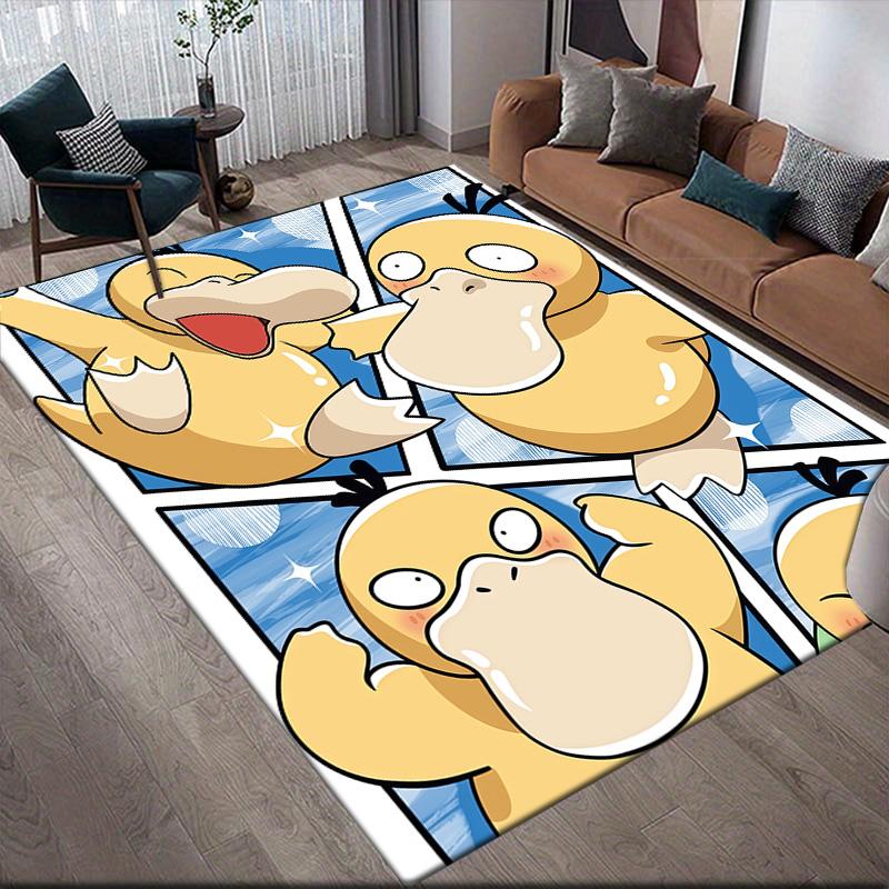 Pokémon Psyduck Theme Anti-Slip Rug, Rectangular Carpet for Living Room, Sofa & Game Area
