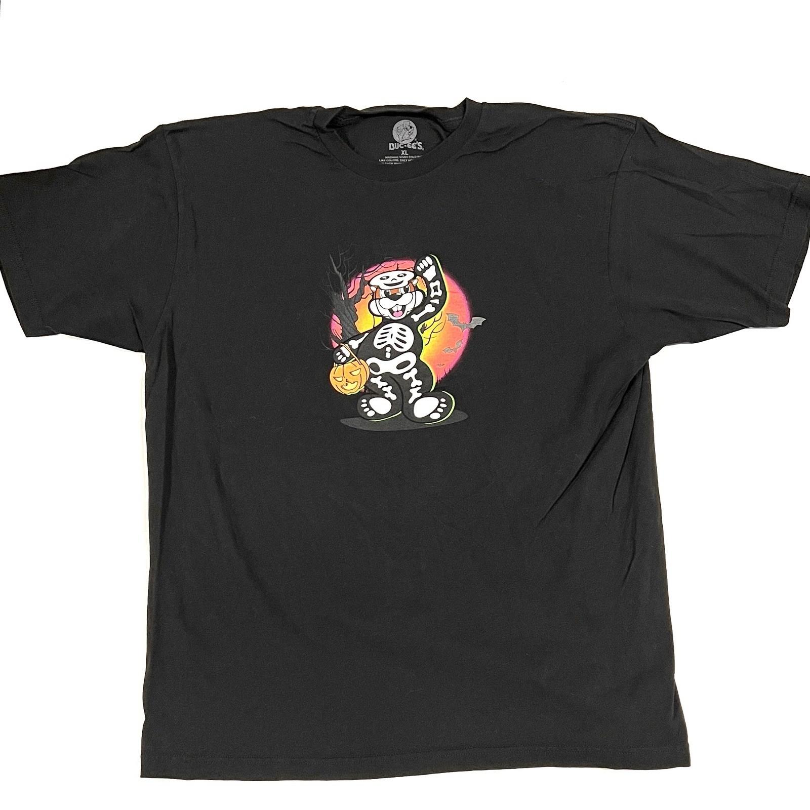 BUC-EES Black HALLOWEEN Skeleton Beaver SPOOKY STUFF T Shirt Sz XL Glows! S