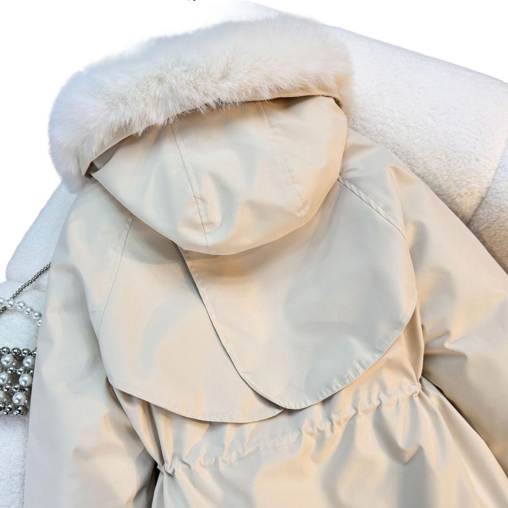 Women's Winter Parka Coat Large Fur Collar Fashion Versatile Fleece Lined All-In-One Warm Jacket Thick Outerwear