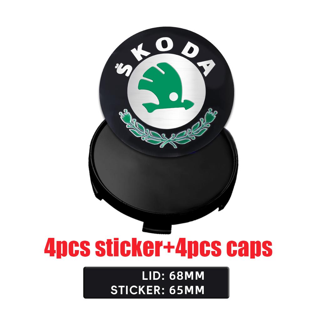 2025 Nowe 4 szt. 56/60/65/68 MM Naklejki na środkowe kołpaki do felg samochodowych Pokrywa felgi do Skoda Octavia A5 3 2 VRS Vision Kodiaq Favorit Rapi