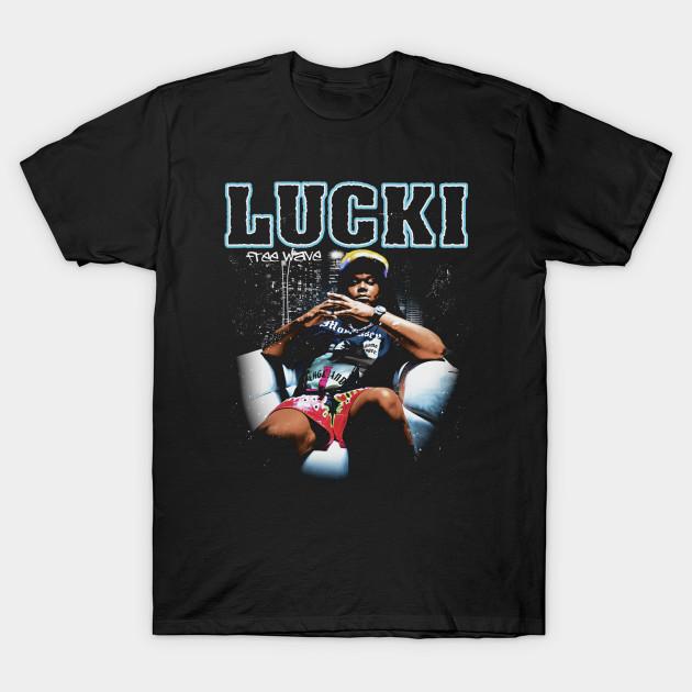 

Мужская черная футболка с принтом Lucki Free Wave Печать на трансферной бумаге без вырезания Хлопковая футболка S разноцветный