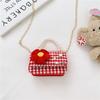 Kids Red Chain Crossbody Bag With Flower And Artificial Pearl Handle Design