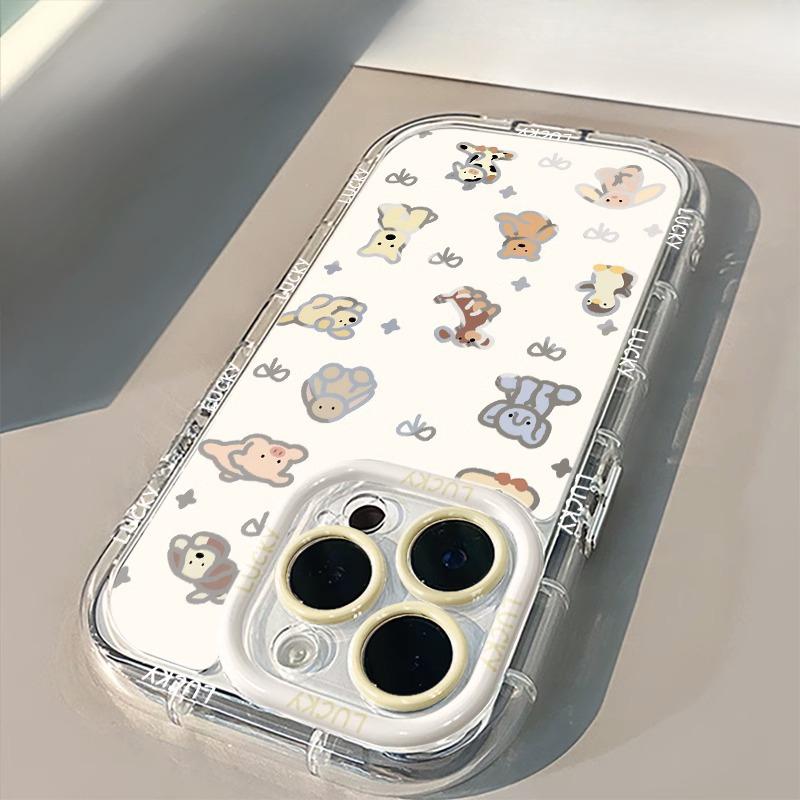 Hollow Animal Park Suitable for Apple 16 Promax Mobile Phone Case 14 Cream Mirror 15 Cartoon 13 Anti-fall 12
