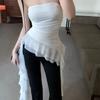 Sweet Irregular Ruffled Vest Spring Summer Cropped Tube Top Fashion Women's Vest Top  Beach