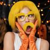Halloween Finger Gloves Orange Funny Prop for Costume Party Accessories