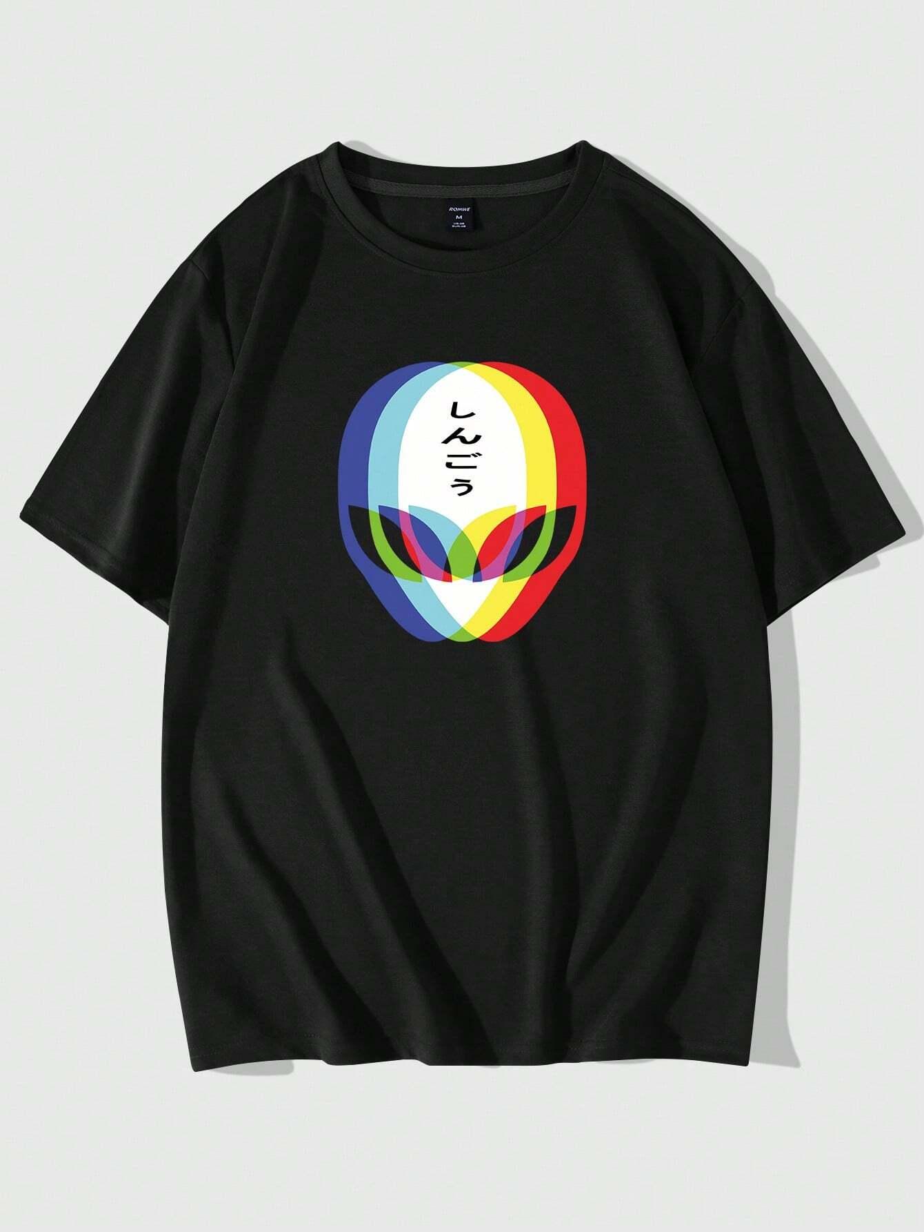 

Summer ROMWE MEN Street Life Men Alien Graphic Y2k T-Shirt Retro Streetwear High-quality Crew-neck Short-sleeved Men s T-shirt 4XL