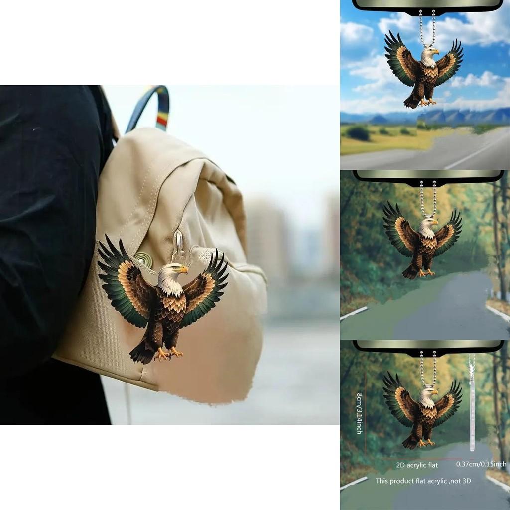 Stylish 2d Acrylic Eagle Car Pendant Charming Cartoon Decor For Vehicle Interiors