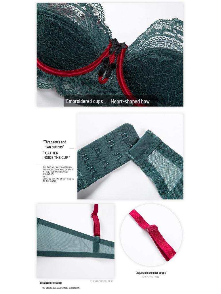 European & American Sexy Zodiac Lace Bra - Ultra-Thin, Red, for Big Busts & Petite Sizes