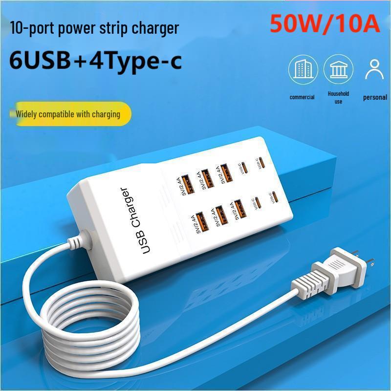 50W 10-Port USB-C Multi-Port Charging Station 727A-1 чёрный