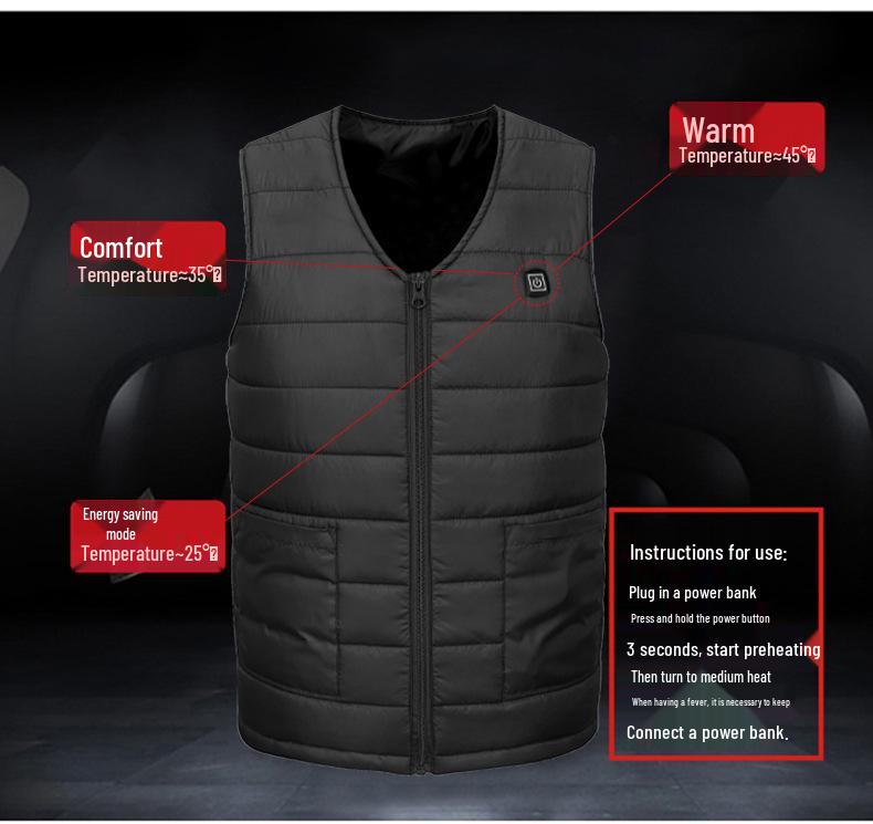 Smart Heating Vest - Thickened V-neck Jacket with Three-level Temperature Control for Men & Women, Ideal for Autumn/Winter