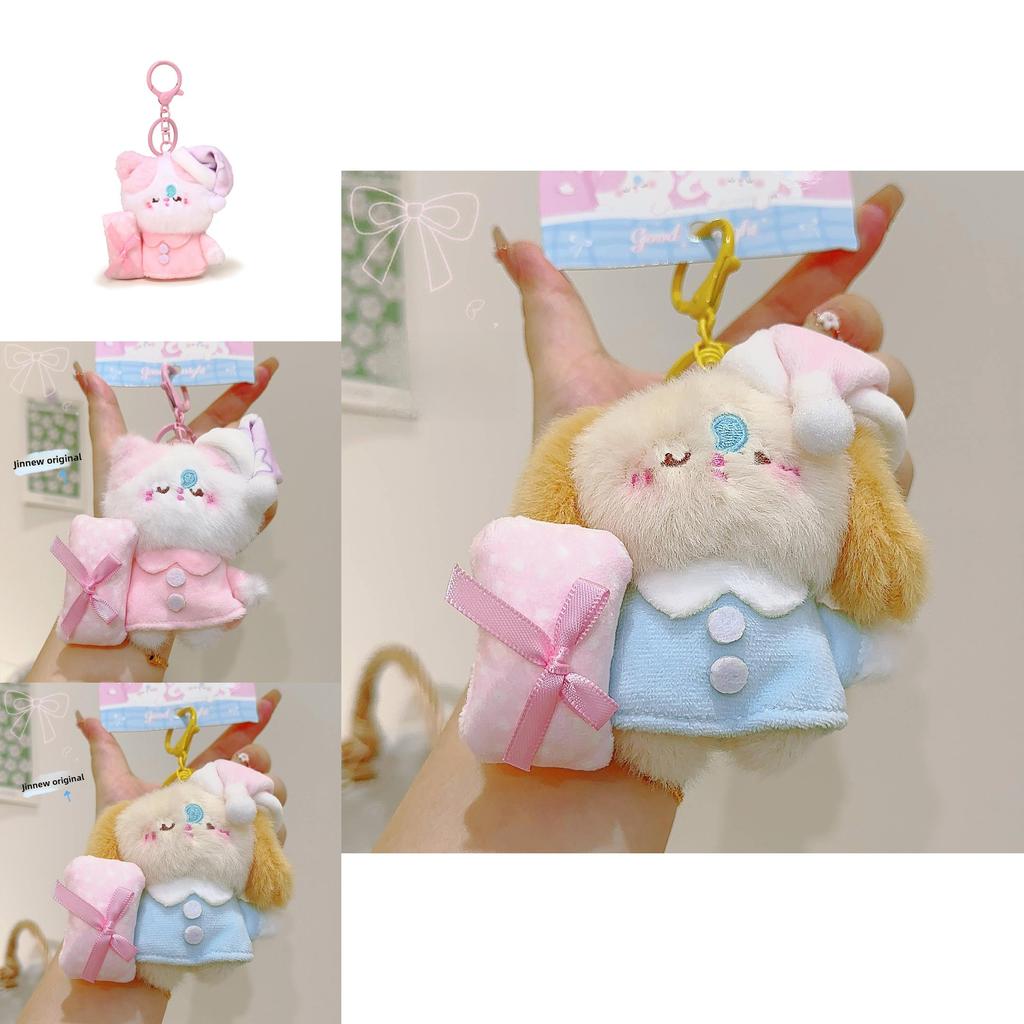 Sleeping Cat Plush Keychain With Pillow Hugging Design For Kids And Collectors