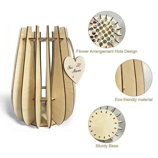 Easy Assembly Puzzle Vessel Wooden Flower Vase, Arrangement Display Stand for Placing Flowers & Artistic Floral Base Artificial Flowers, Suitable