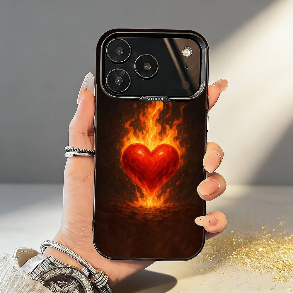 

Hot Heart Blaze Collection Phone Case For iPhone17,16,15,14,13,12,11,Pro,MAX Gray Matte Silicone Black Cover iPhone11PROMAX
