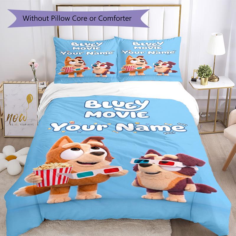 Bluey Customized Name Duvet Cover Set Suitable for Decorate room Wrinkle Resistant Home Decor Wedding Party GiftLuxury Gift for Birthday,
