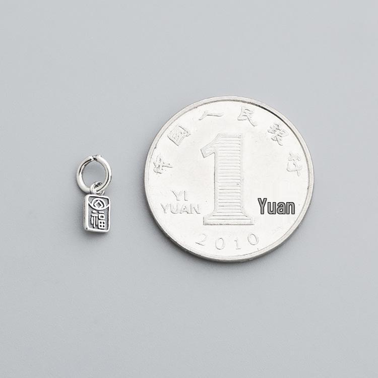 Mini Fu Character Pendant: S925 Sterling Silver for DIY Jewelry