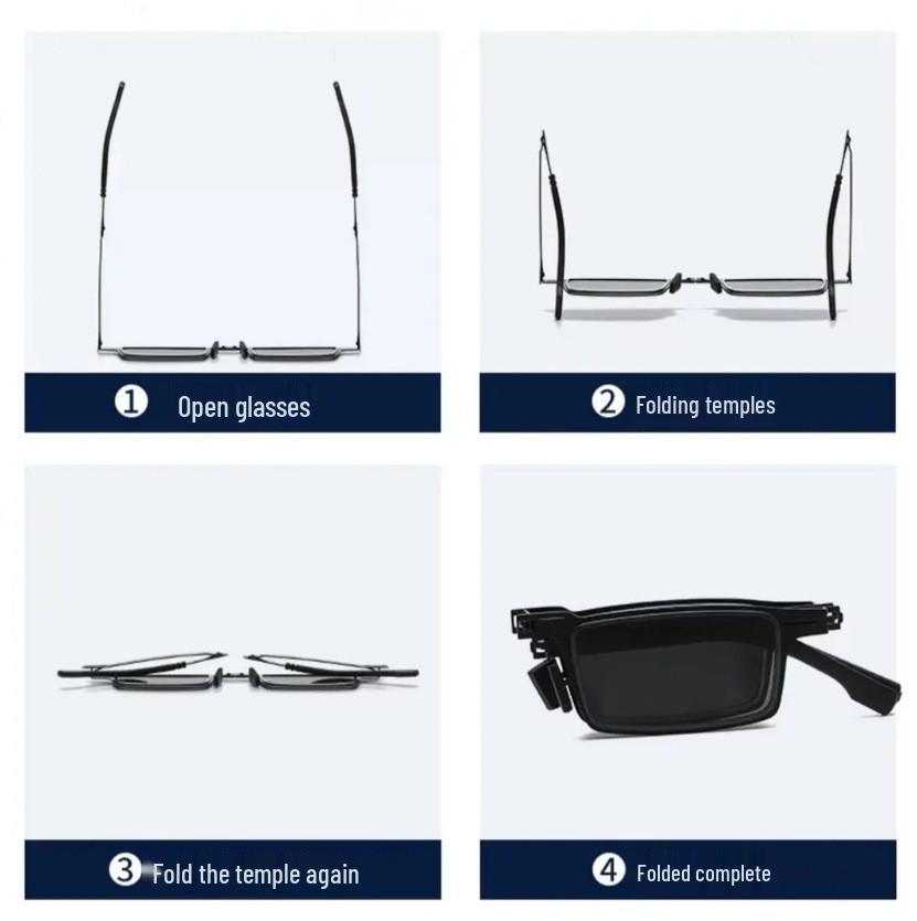 Compact Ultralight Foldable Stainless Steel Anti-UV Sunglasses, Screwless Design