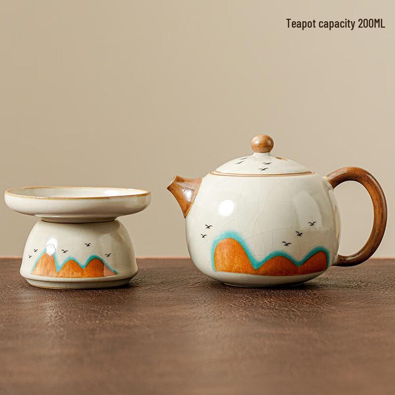 Lainuo Yellow Ru Kiln Xishi Teapot and Tea Strainer Set