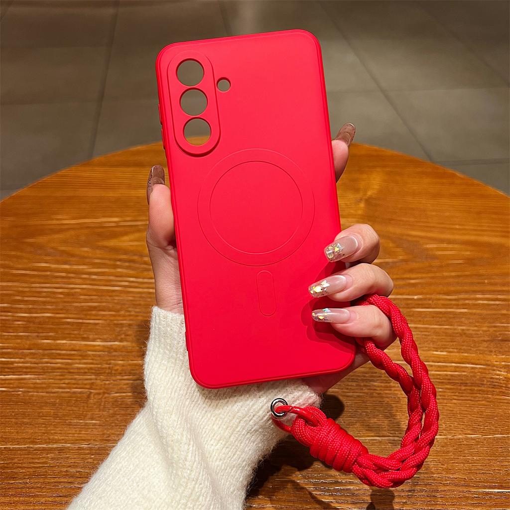 Silicone Wrist Strap Phone Case for Samsung Galaxy A17 A06 A16 A26 A36 A56 A05 A05S A15 A35 A55 for Magsafe Protective Cover