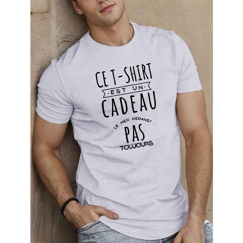 

Funny French Men s Short Sleeve T-shirt Summer T-shirt Top Round Neck, Relaxed Fit, Oversized, Cool, Casual, and Fashionable 4XL білий