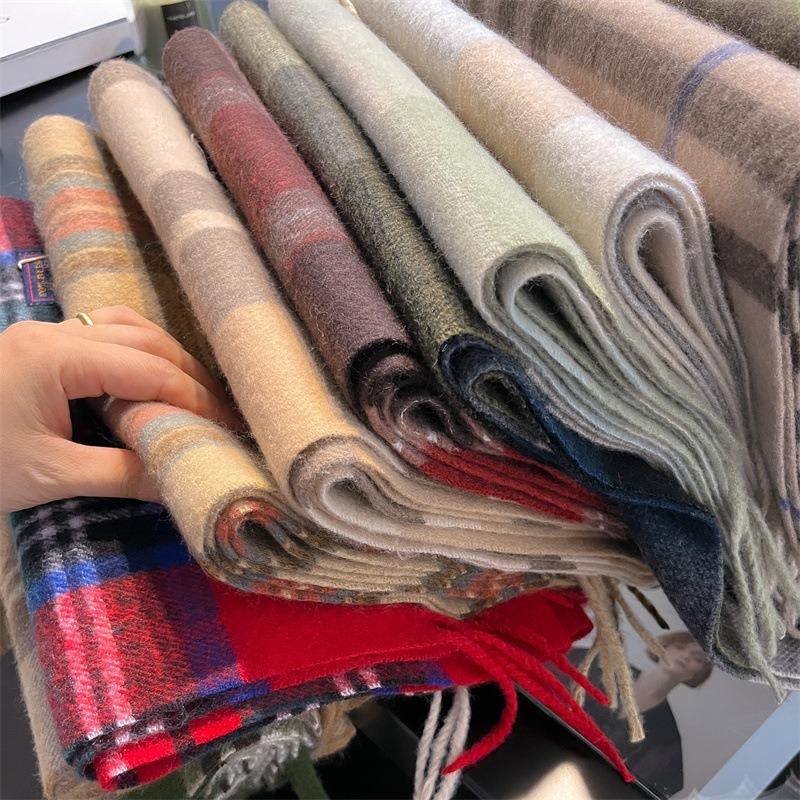 New Small Version British Version Red Plaid Imitation Cashmere Scarf Texture Winter Warm Gift Scarf Shawl