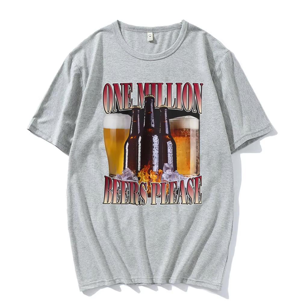 Bar Party Humor Funny Drinking Beer Please Graphic T-Shirt Men's Women High Street Pop Short Sleeve T Shirt Unisex Cotton TShirt